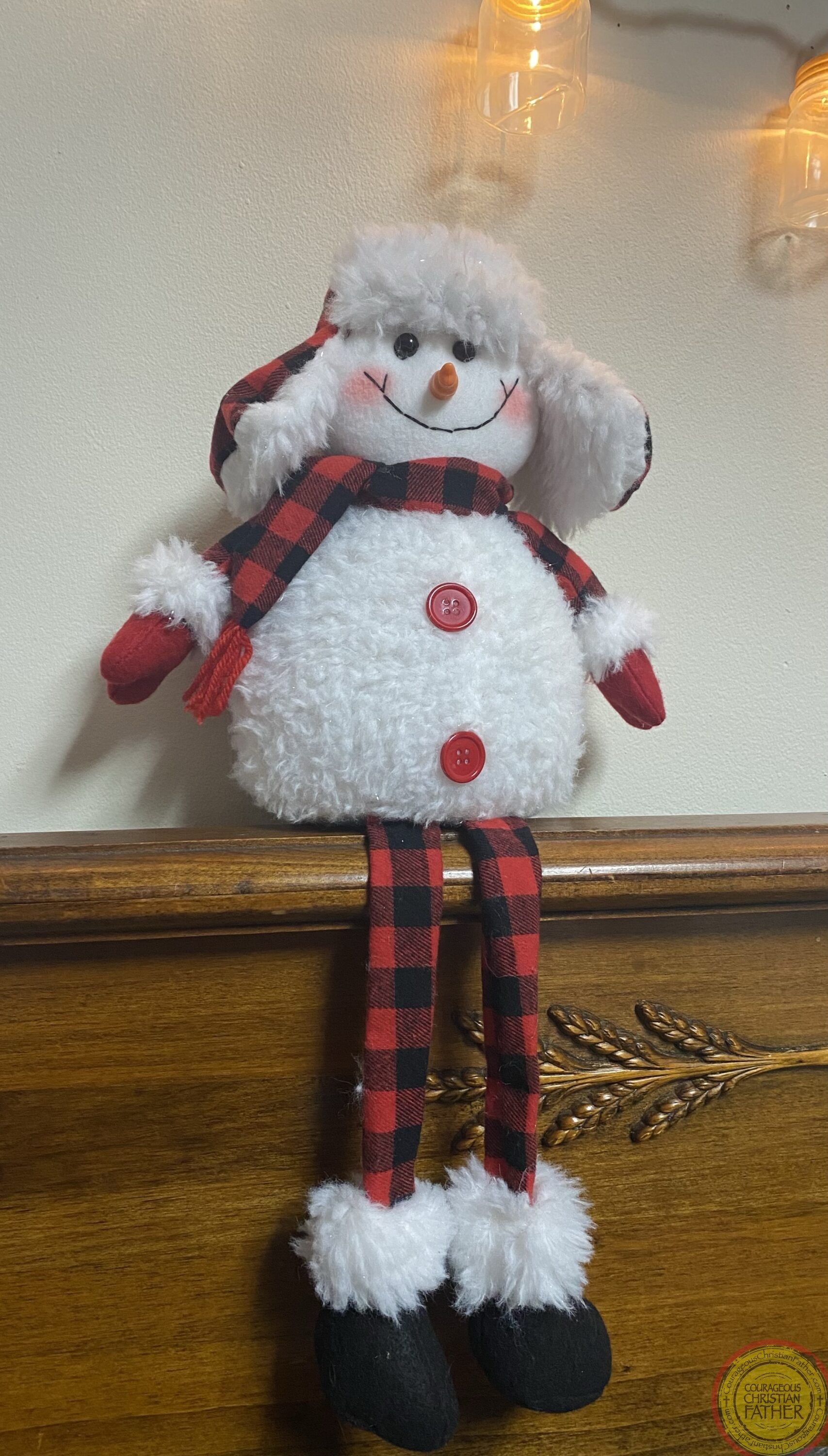 Here is a flat bottom shelf snowman we got we named it ​Sir Frost-A-Lot.