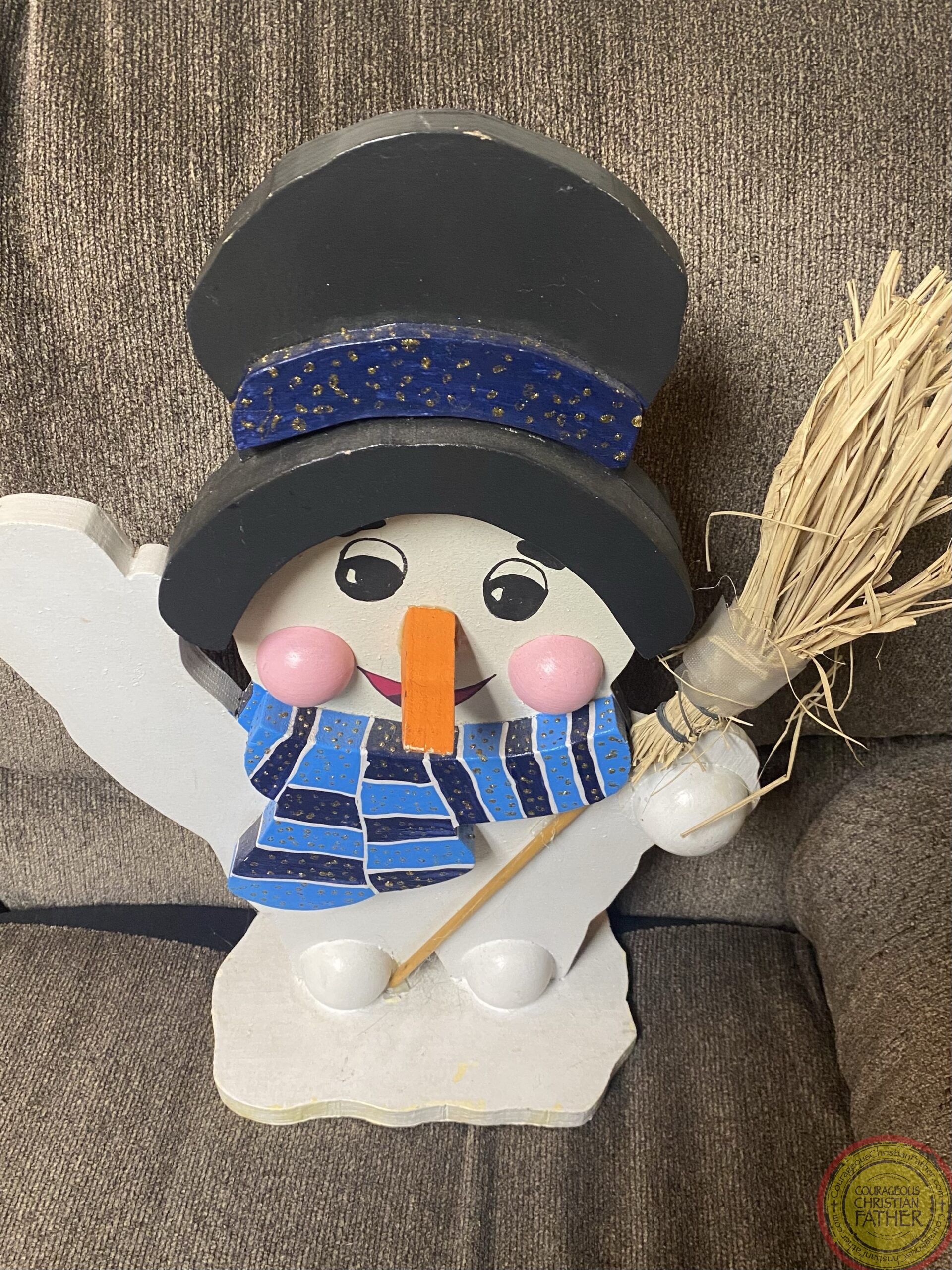 This is a wooden snowman my aunt on my dad’s side made for me. She also made my mom and sister one like it. I think I might have been a teenager to early adult when she gave it to me. ​