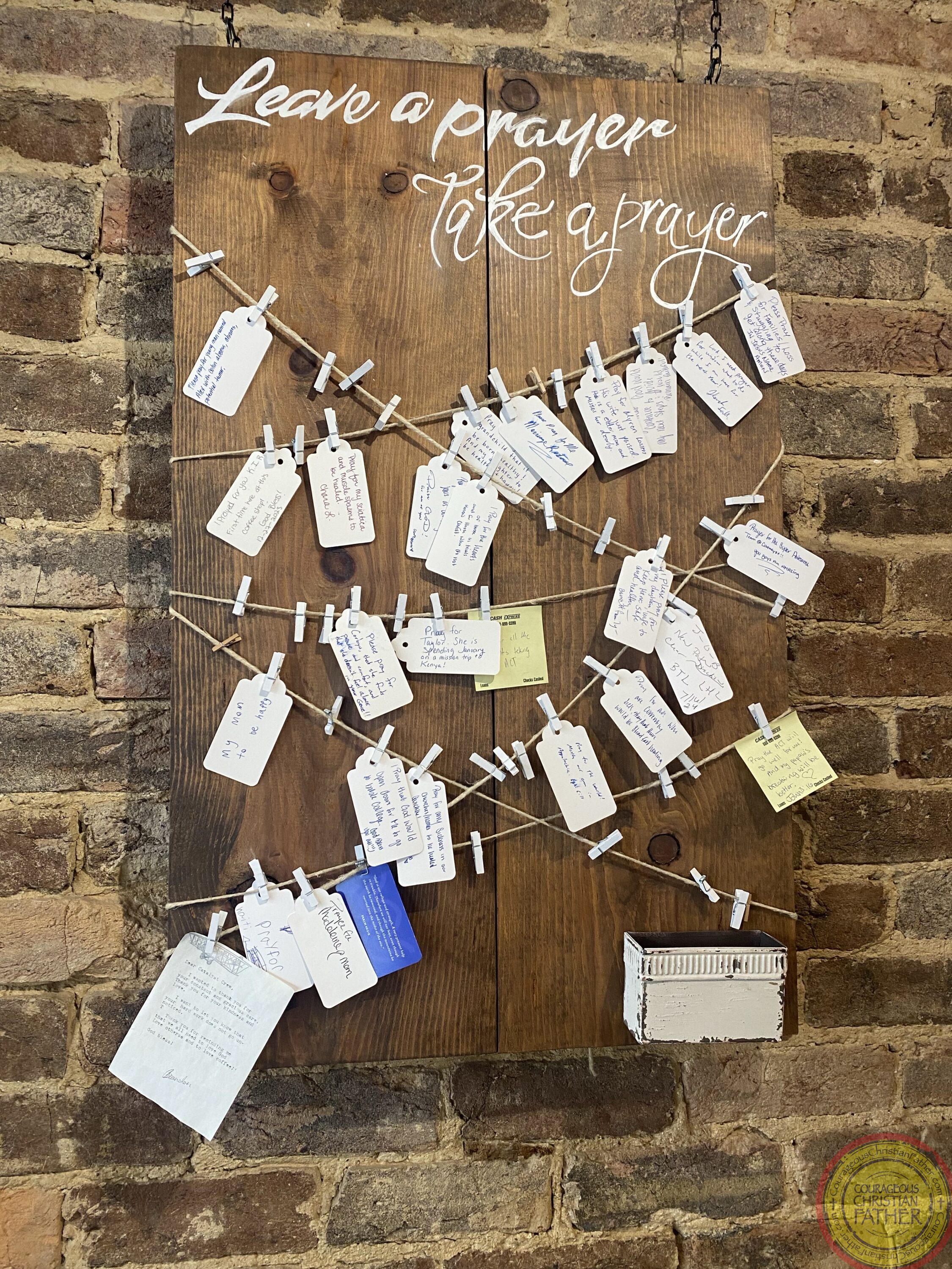 Leave a prayer take a prayer board • I got to visit the Catalyst Coffee in Greenville, Tennessee. While I was there, they had a board up that says leave a prayer, take a prayer.